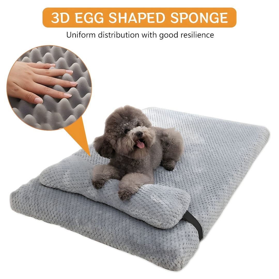 Orthopedic Memory Foam Pet Bed with Pillow (Waterproof & Washable)