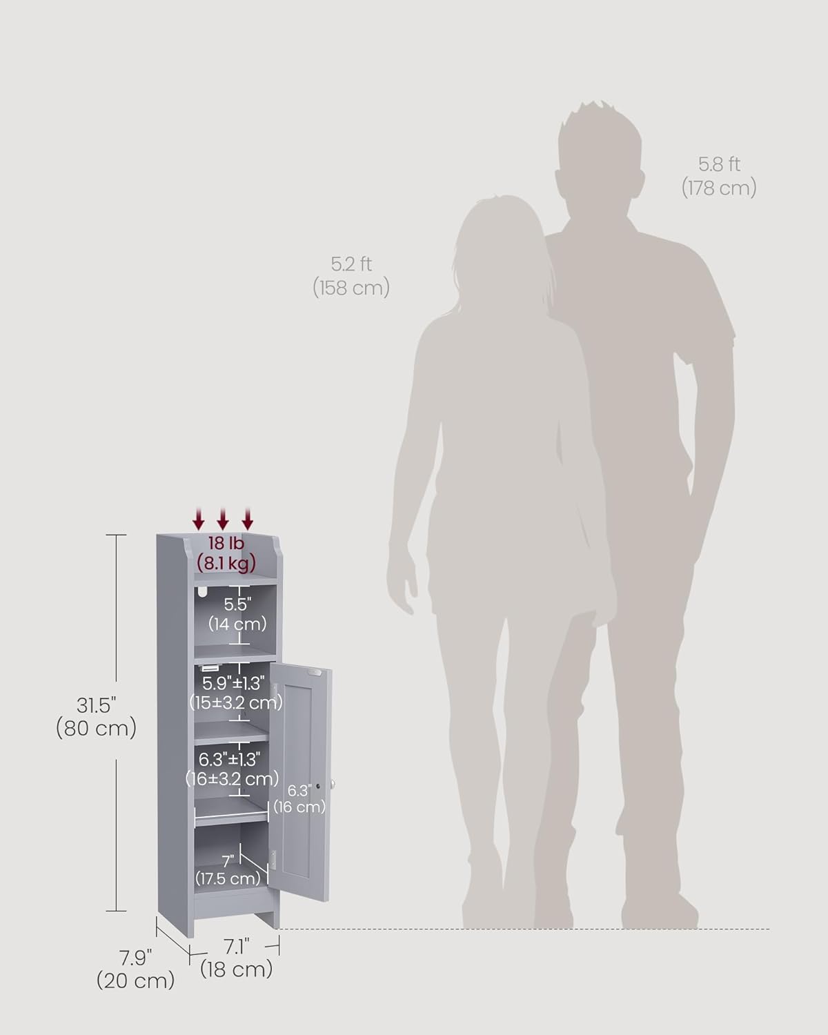 VASAGLE Small Bathroom Storage Corner Floor Cabinet bbc310p36
