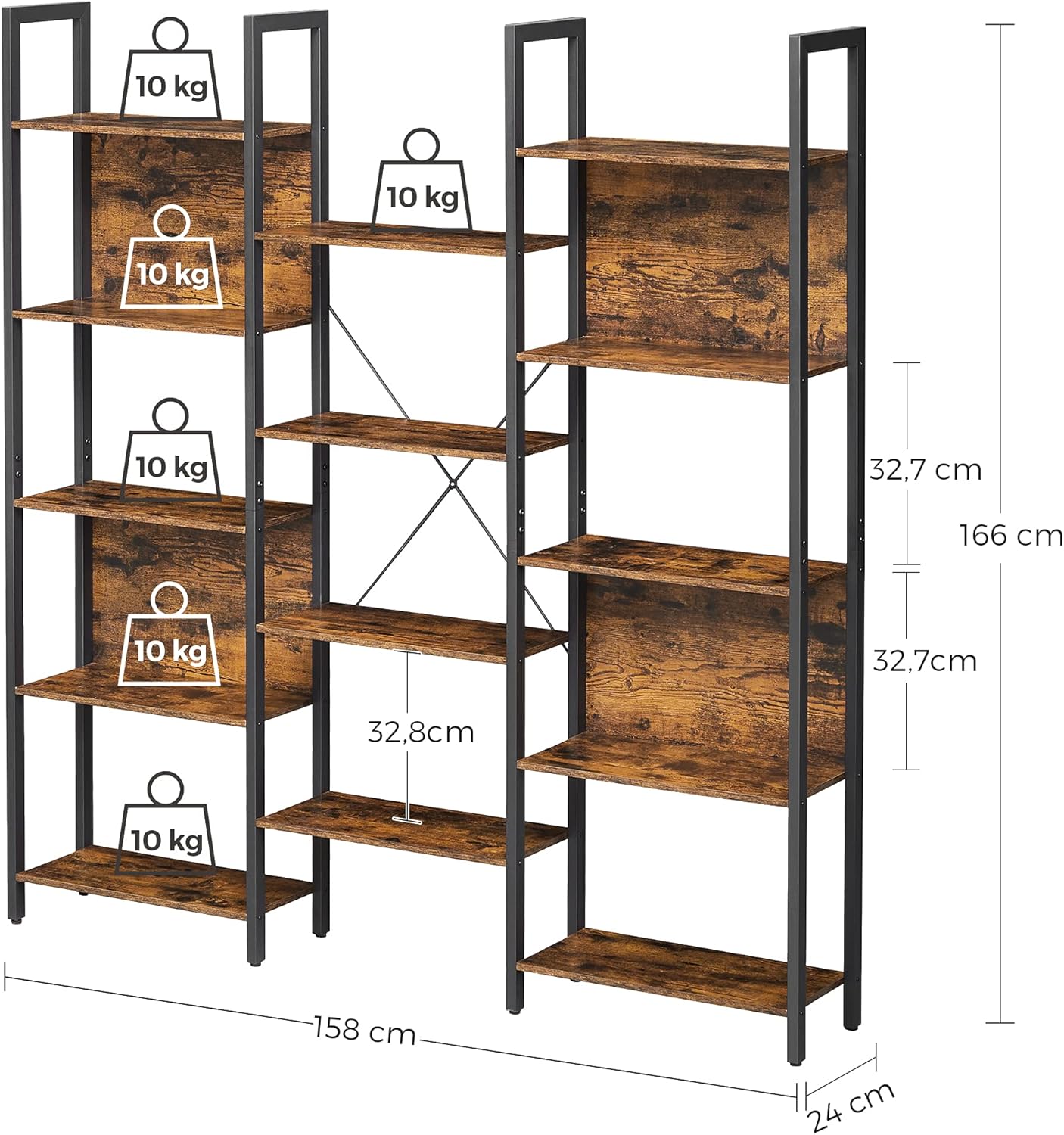 VASAGLE Bookcase 14 Shelves LLS107B01