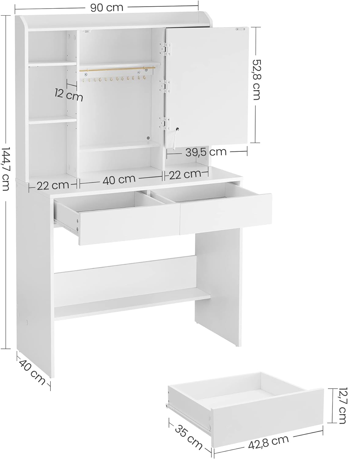 VASAGLE Dressing Table RDT123T14_2