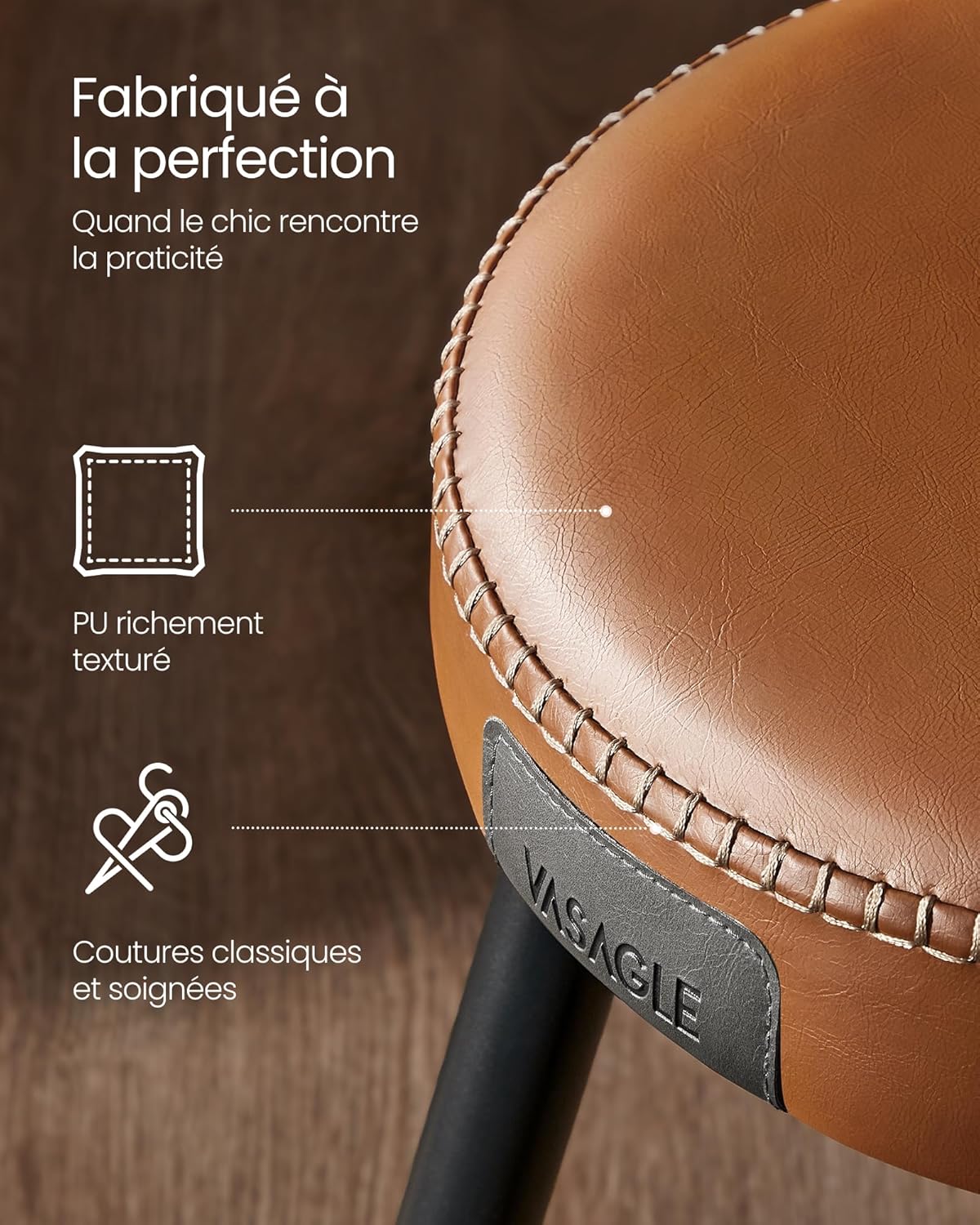 VASAGLE Set of 2 Bar Stool