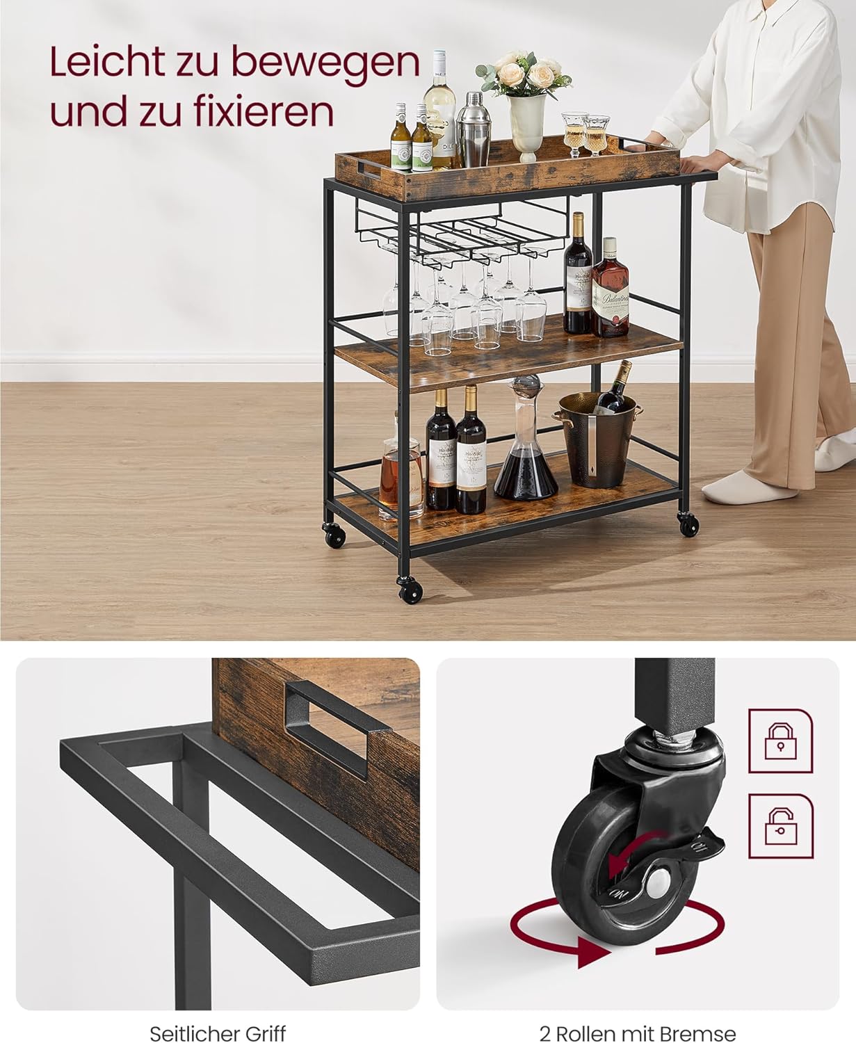 VASAGLE Serving Trolley LRC093B01