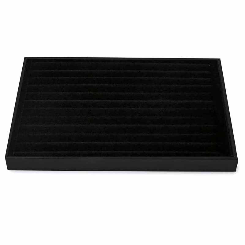 35 CM Velvet Jewelry Organizer Tray for Drawers with Leather Finish Stackable Jewelry Display Trays for Rings Earrings Necklaces Black - Medaid International