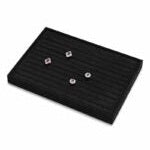 35 CM Velvet Jewelry Organizer Tray for Drawers with Leather Finish Stackable Jewelry Display Trays for Rings Earrings Necklaces Black - Medaid International