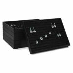35 CM Velvet Jewelry Organizer Tray for Drawers with Leather Finish Stackable Jewelry Display Trays for Rings Earrings Necklaces Black - Medaid International