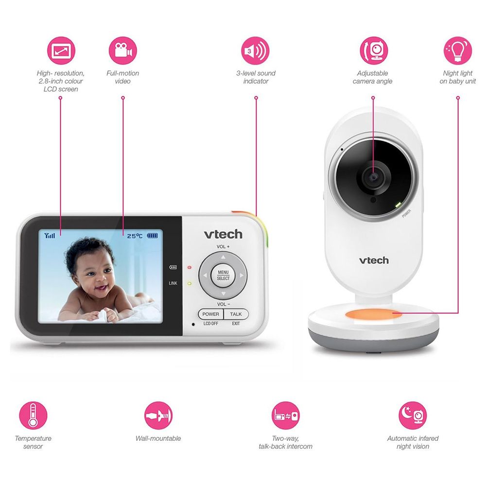 Vtech - 2.8inch 270P Fic Cam Video Monitor - Night Light - 800MAH Battery