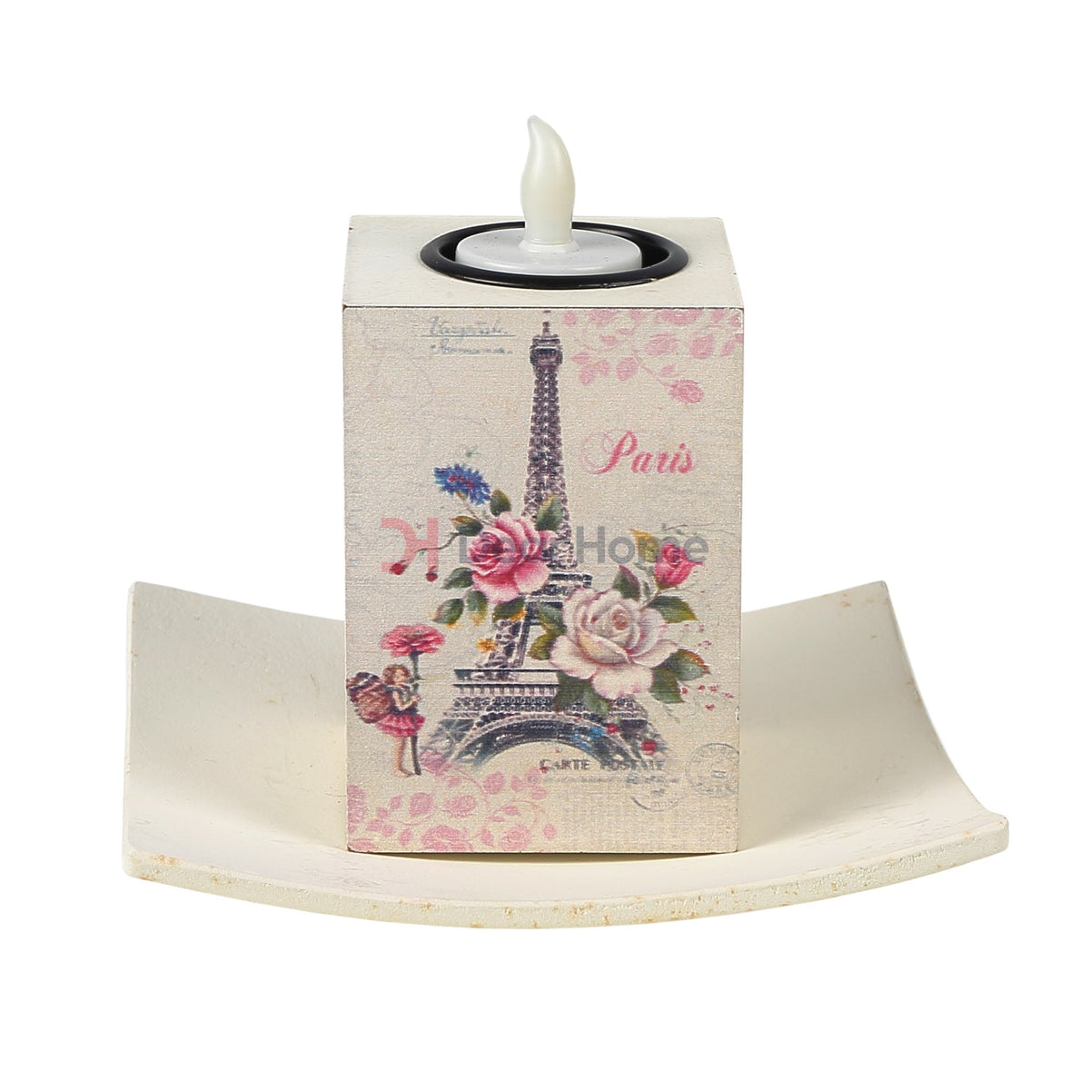 White Wood Led Candle