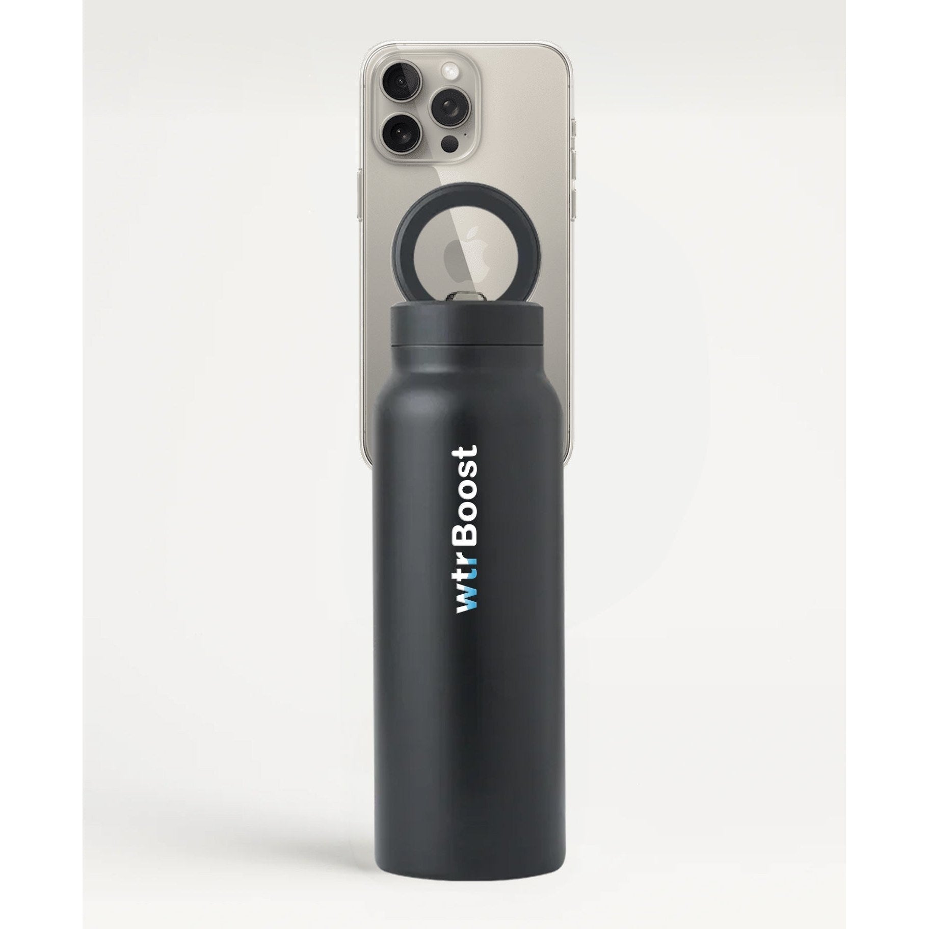 Black Magnetic Mobile Holder Insulated Stainless Steel Bottle - Medaid International