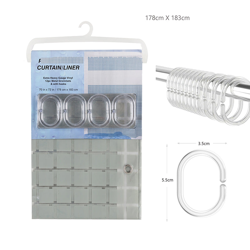 Waterproof Bathroom Shower Curtain with Rings Premium Vinyl Long Shower Curtains Washable and Water Resistant (1)