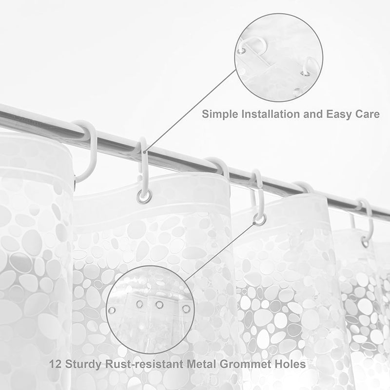 Waterproof Bathroom Shower Curtain with Rings Premium Vinyl Long Shower Curtains Washable and Water Resistant - Image 4