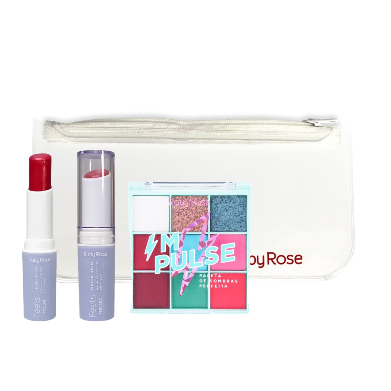 Ruby rose Magic Lip Balm(HB-8519-Random) + Eyeshadow Palette (Hb-1071) + FREE POUCH - Medaid International