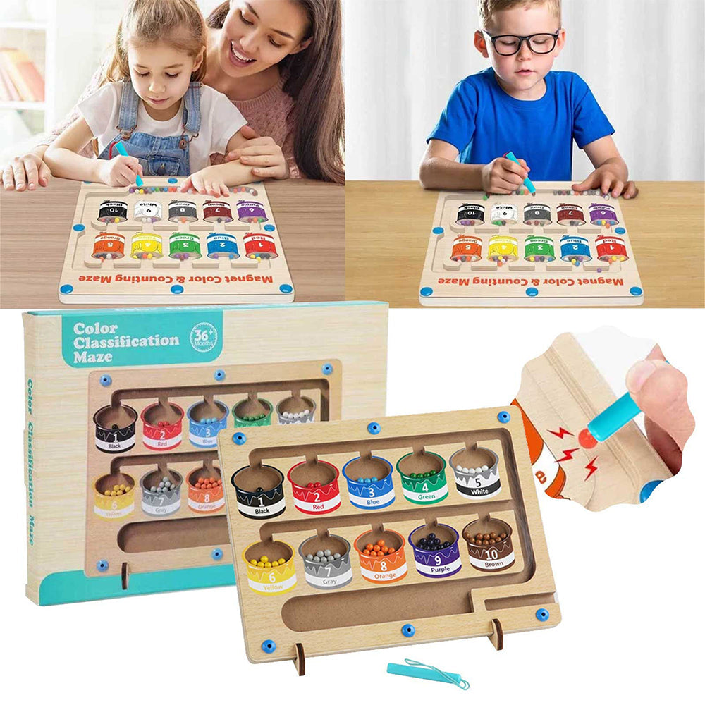 (net) Magnetic Color And Number Maze Board Puzzles Toys