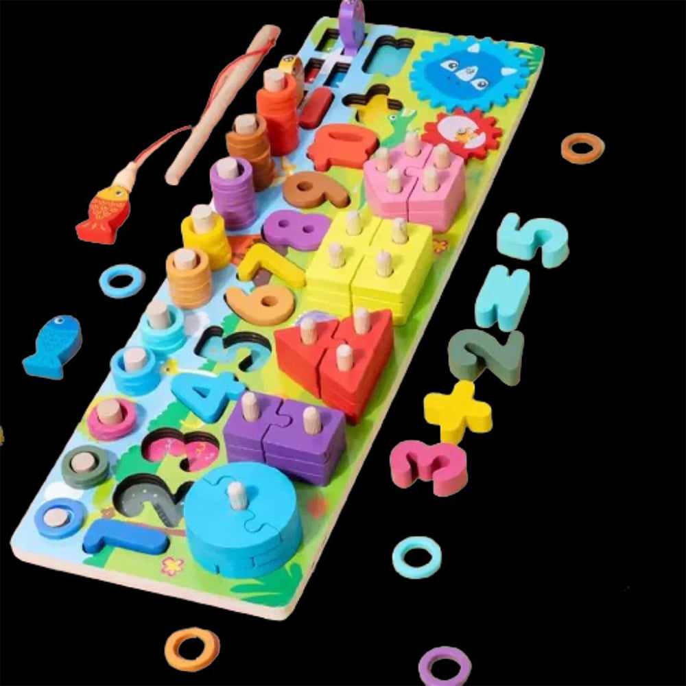 Educational Toy Sorter Numbers Magnetic Fishing Gears Pyramids Geometric Figures