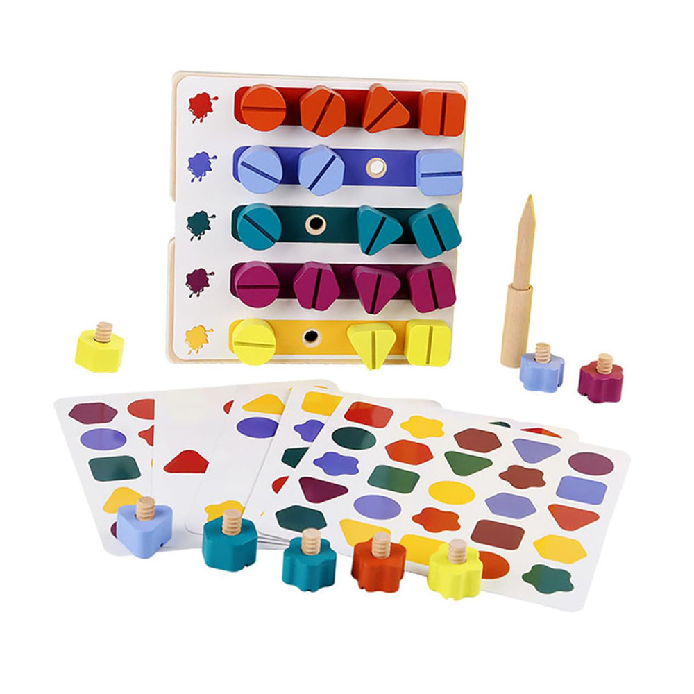 Wooden Puzzle Variable Rainbow Nut Shape Assembly Screw Box Toy Lebanon