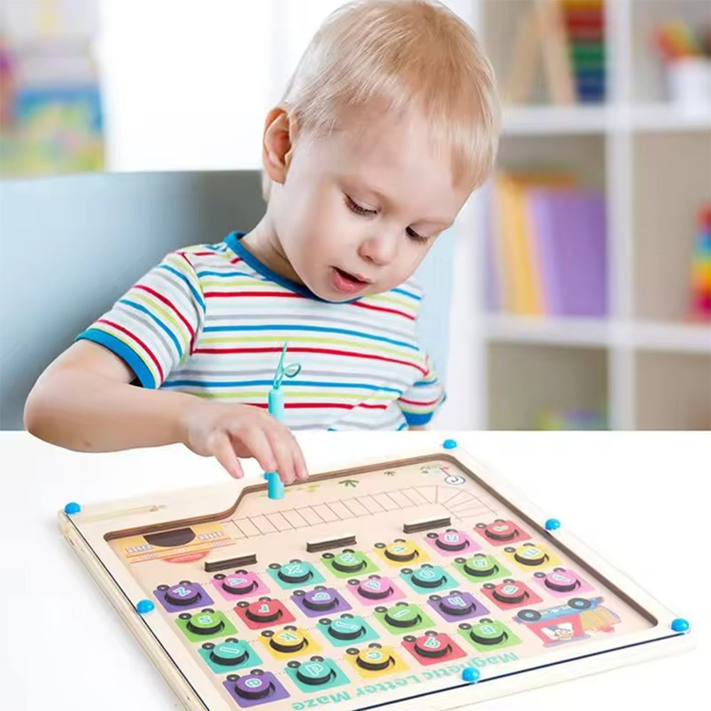 (net) Magnetic Alphabet Maze Puzzle Board Game For Kids
