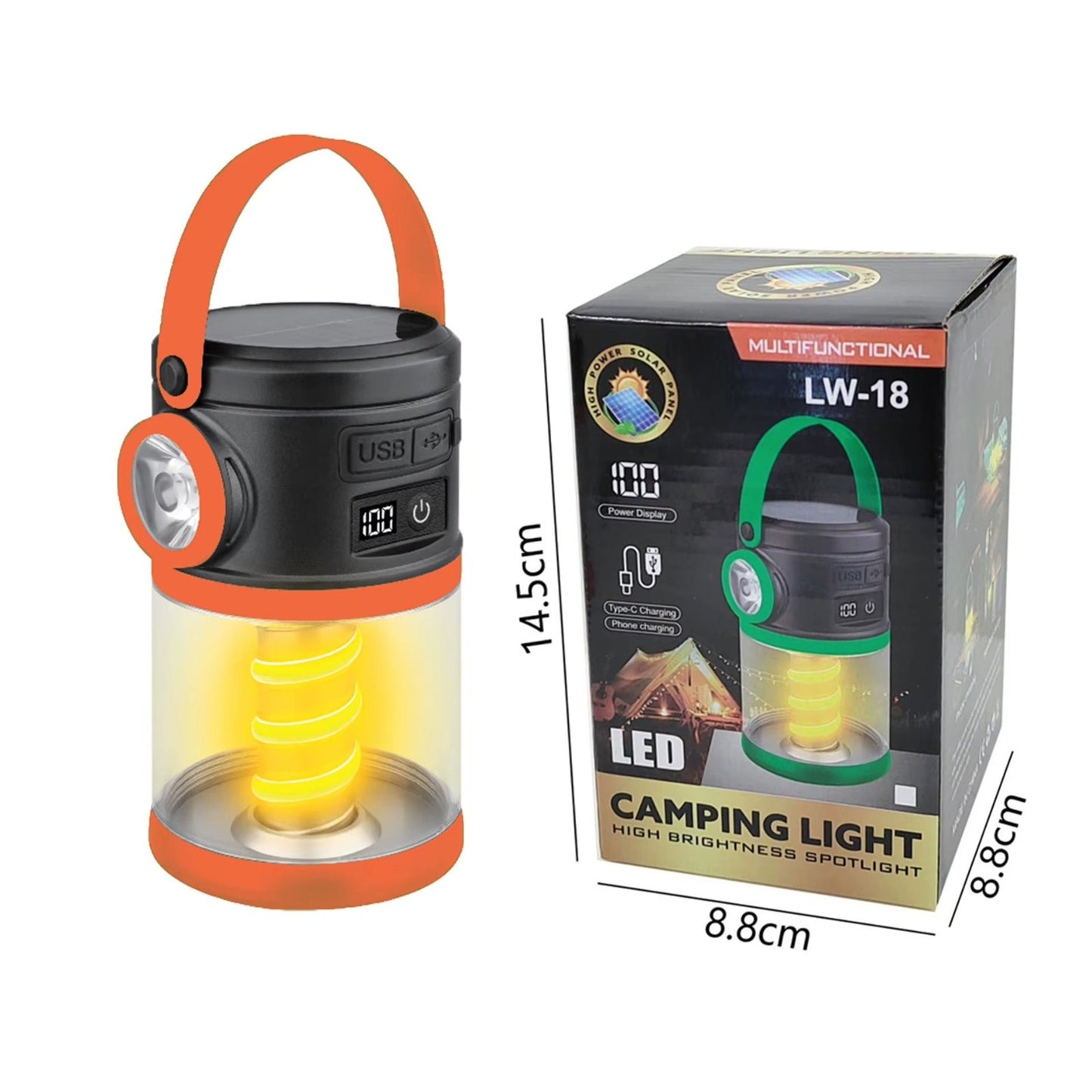 (Net)Outdoor Camping Lantern Rechargeable Solar Lamp With Mosquito Repellent Power Bank Digital Display