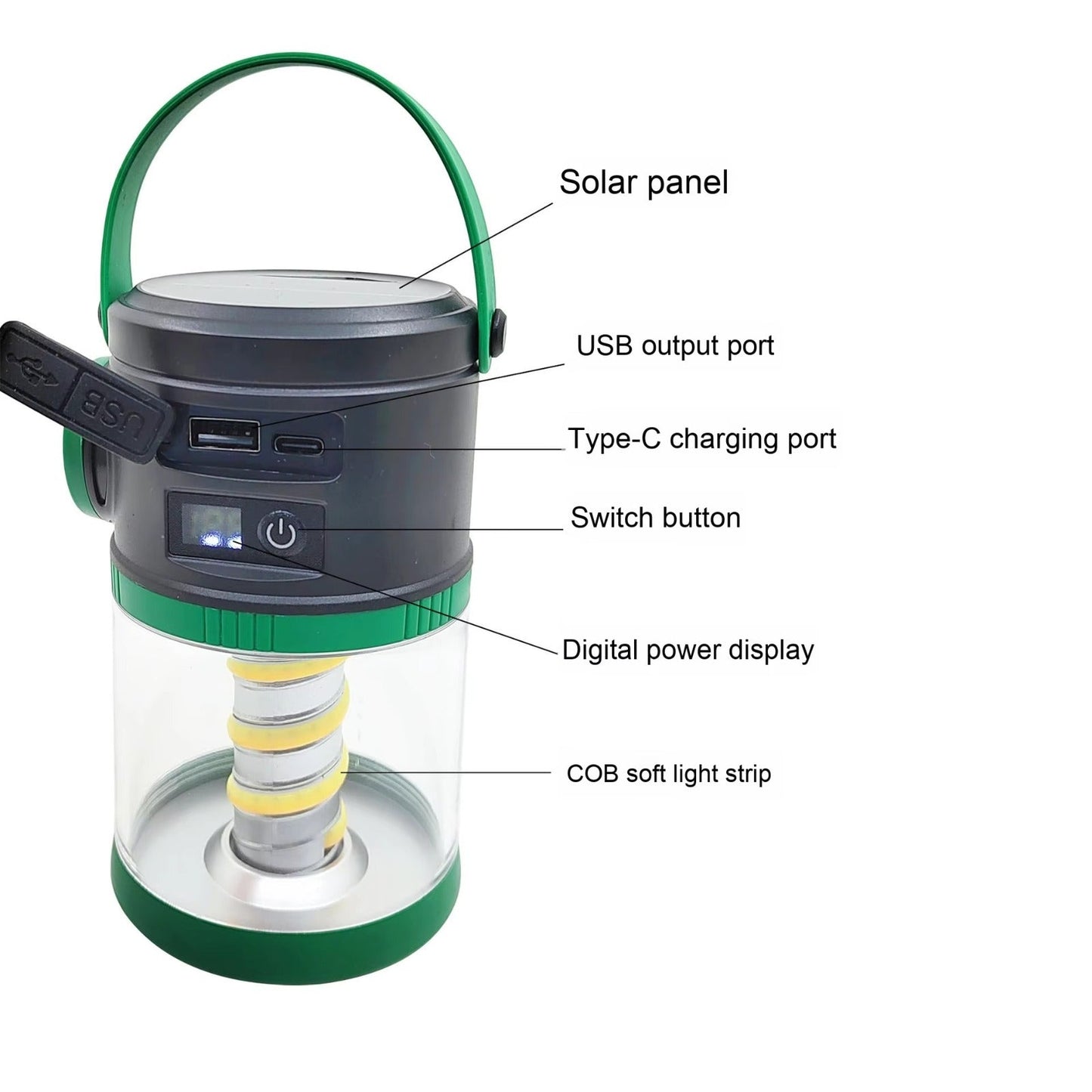 (Net)Outdoor Camping Lantern Rechargeable Solar Lamp With Mosquito Repellent Power Bank Digital Display
