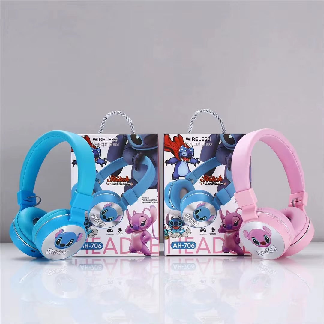 (Net) Stitch Colorful Cartoon Wireless Headphones BT Earphone Foldable Headset Lebanon