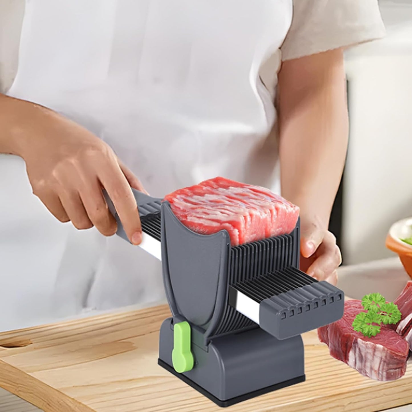 (Net) Stainless Steel Manual Food Slicer Multipurpose Meat Cleaver Kitchen Chicken Lebanon