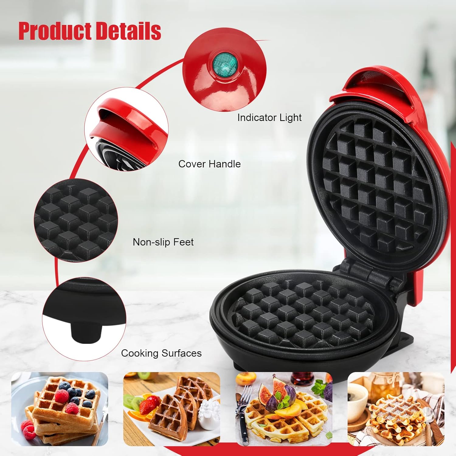 (Net) Round Electric Non-Stick Mini Waffle Maker Lebanon