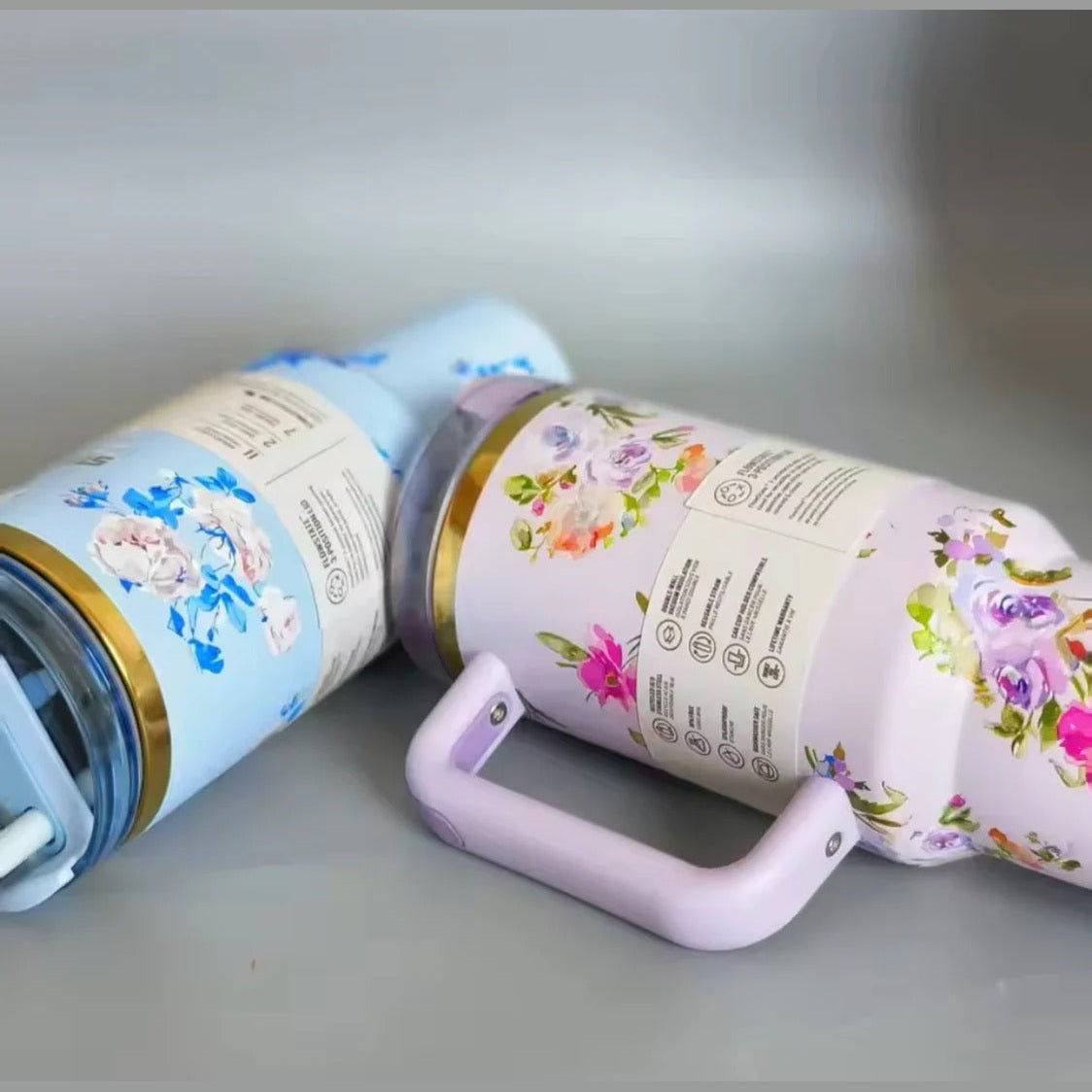 (Net) Stanley Flower Design Thermos Cup Tumbler With Lid 1.2 L