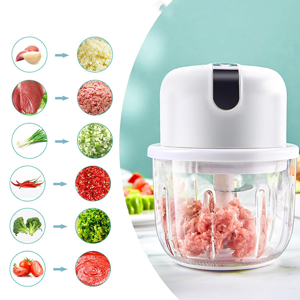 (Net) USB Rechargeable Home Electric Onion Chopper Stainless Steel Blades Lebanon
