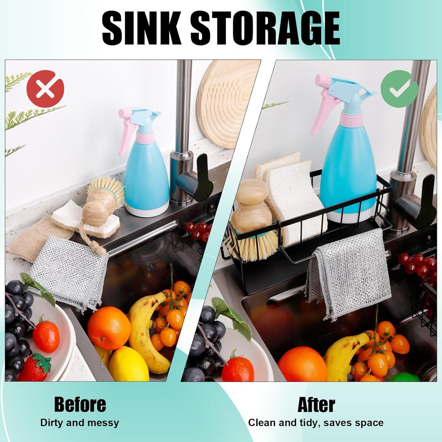 Kitchen Sink Organizer With Towel Rack