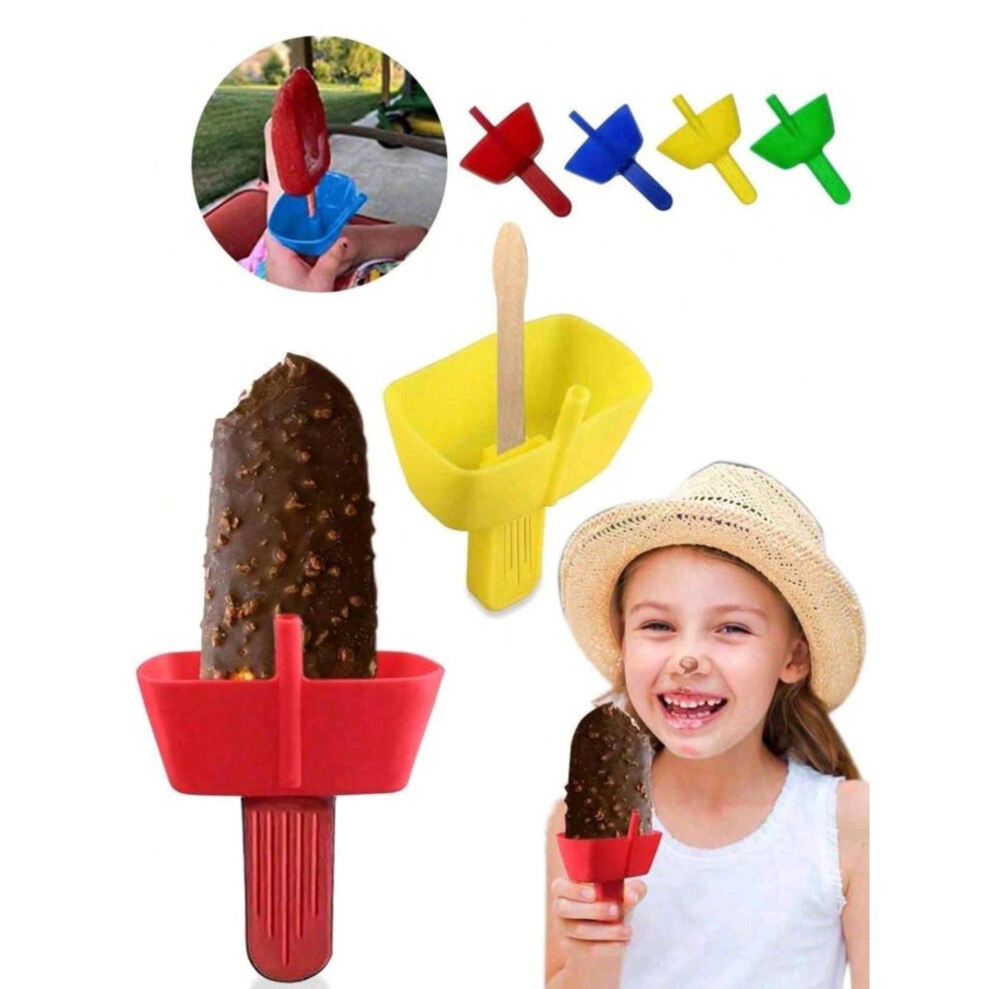1pc Red Original Drip Free Popsicle Holder Mess Free Frozen Holder Whit Straws