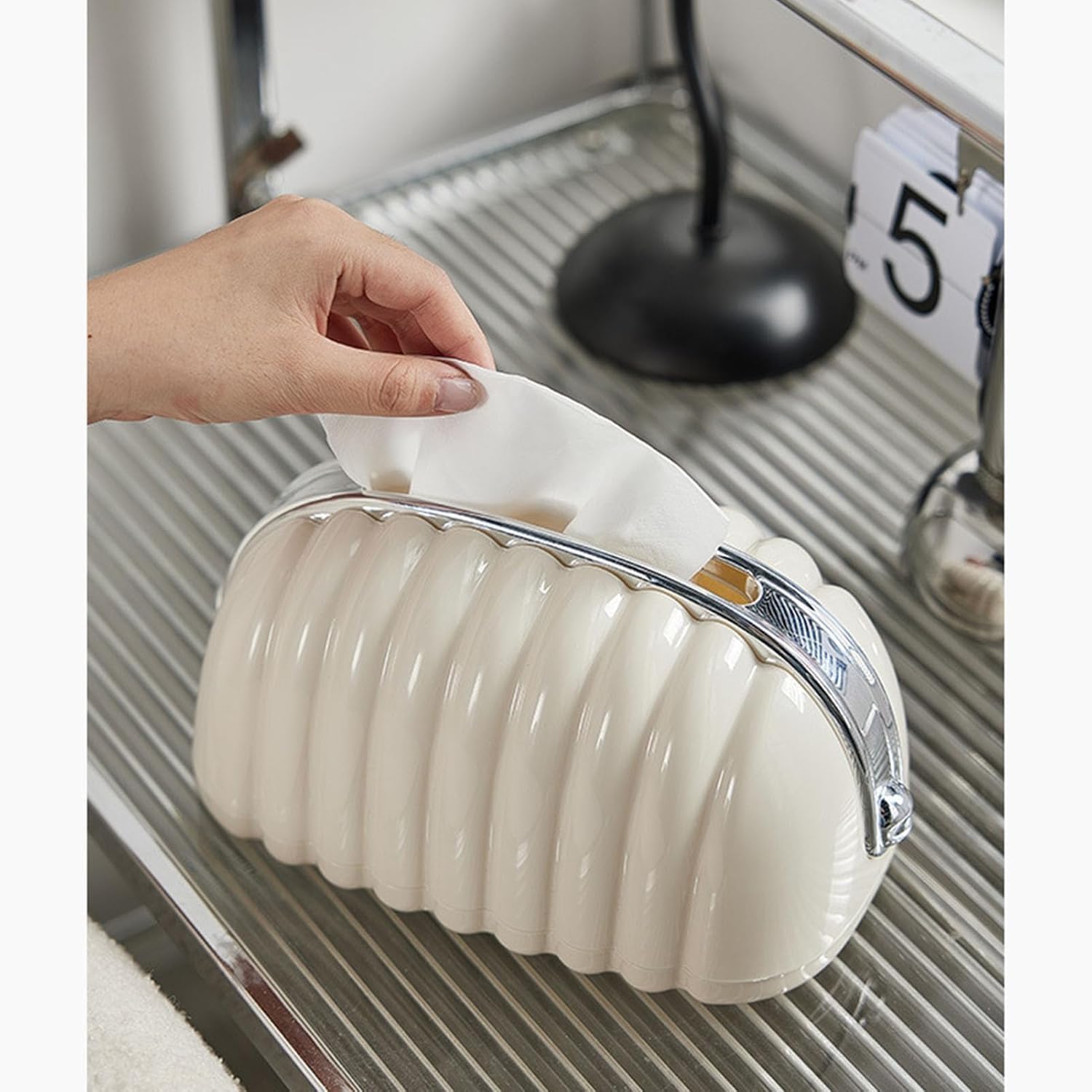 Plastic Decorative Tissue Organizer Box Designed With Shell Shaped Modern Design Lebanon