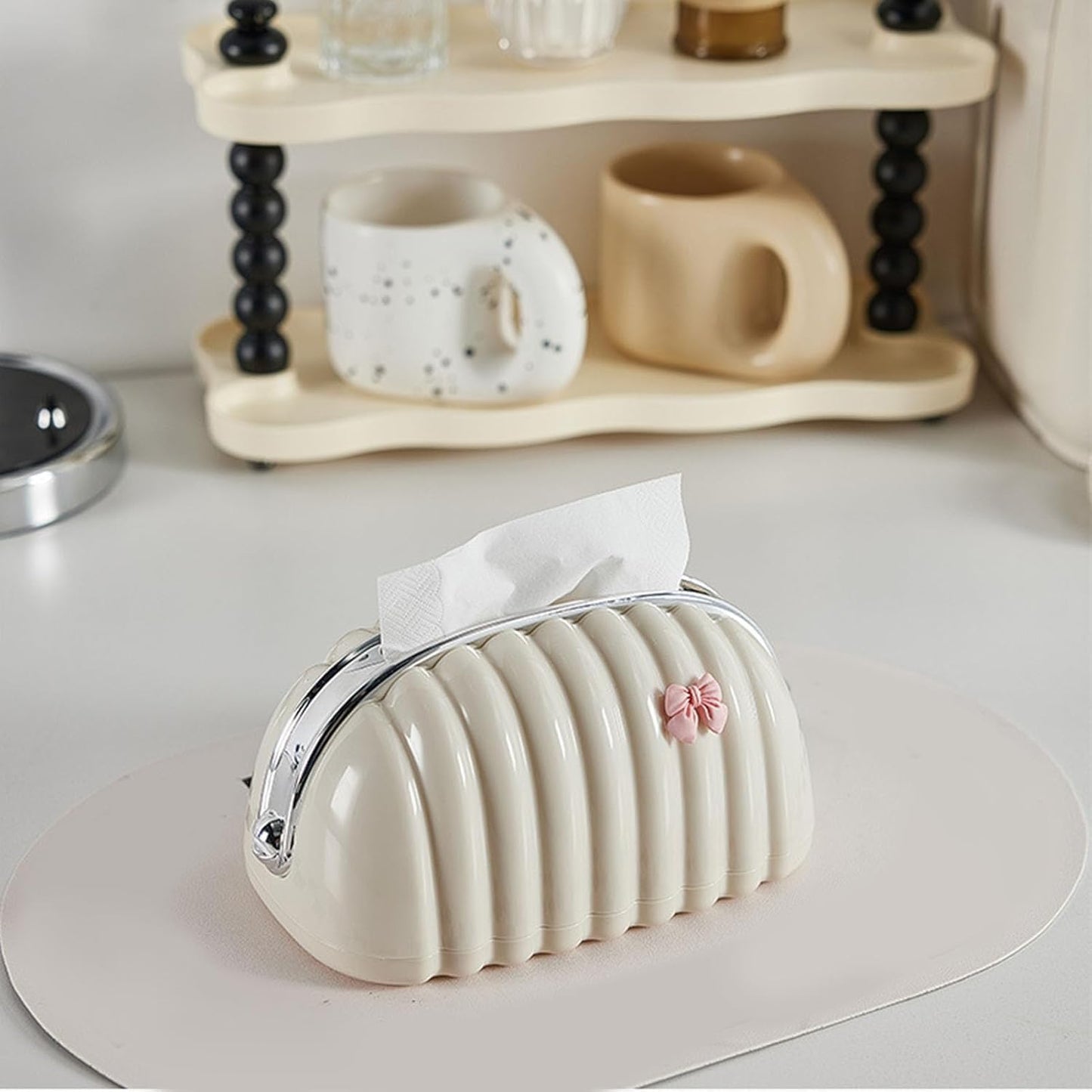 Plastic Decorative Tissue Organizer Box Designed With Shell Shaped Modern Design