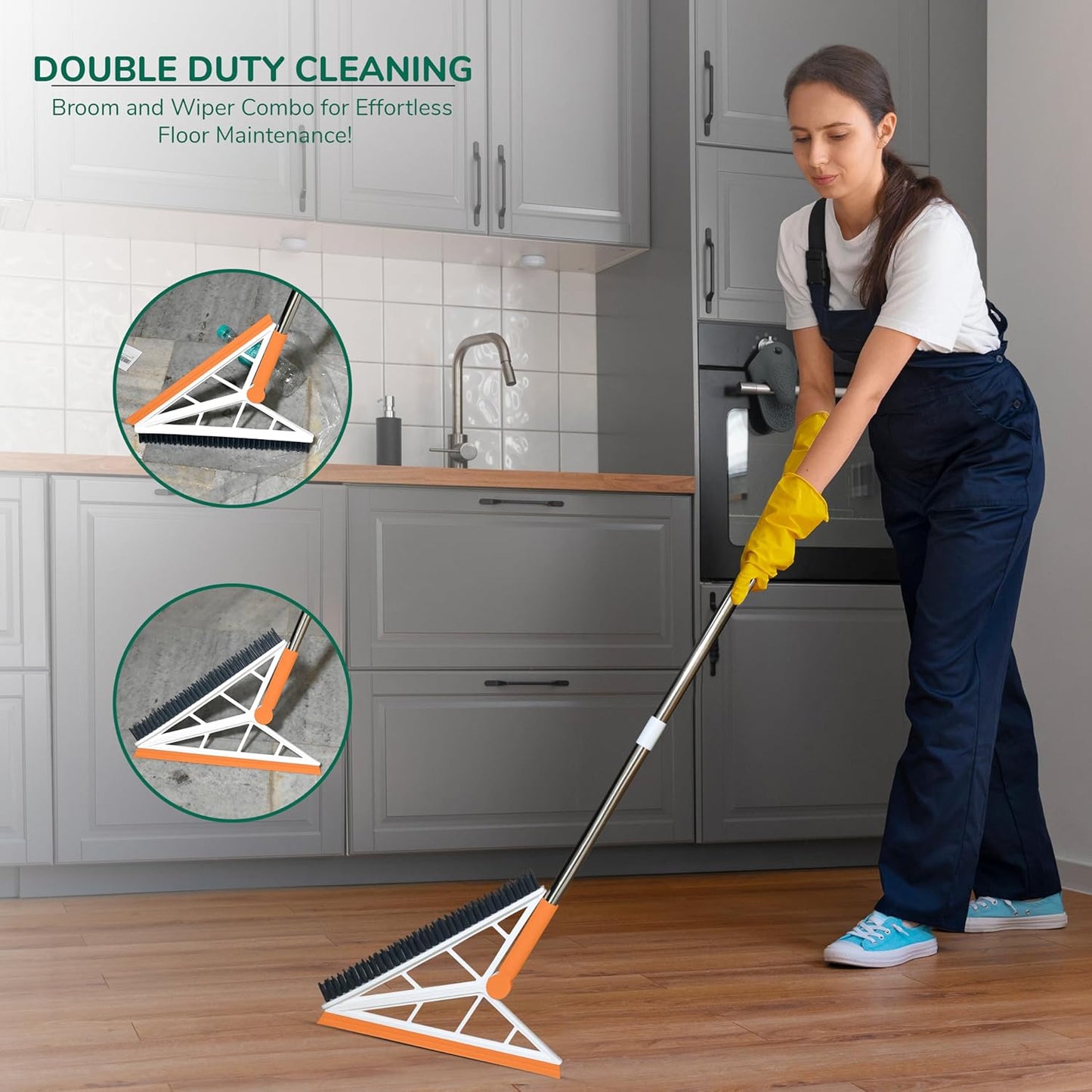 (Net)  2 in 1 V Shaped Bathroom Cleaning Brush With Wiper Lebanon
