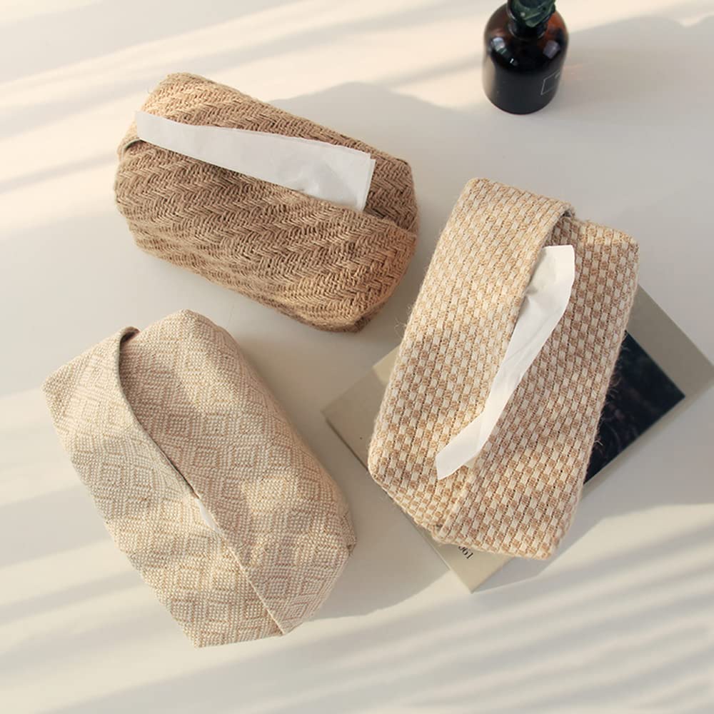 Japanese Style Organic Long Lattice Linen Tissue Box Napkin Cover Lebanon
