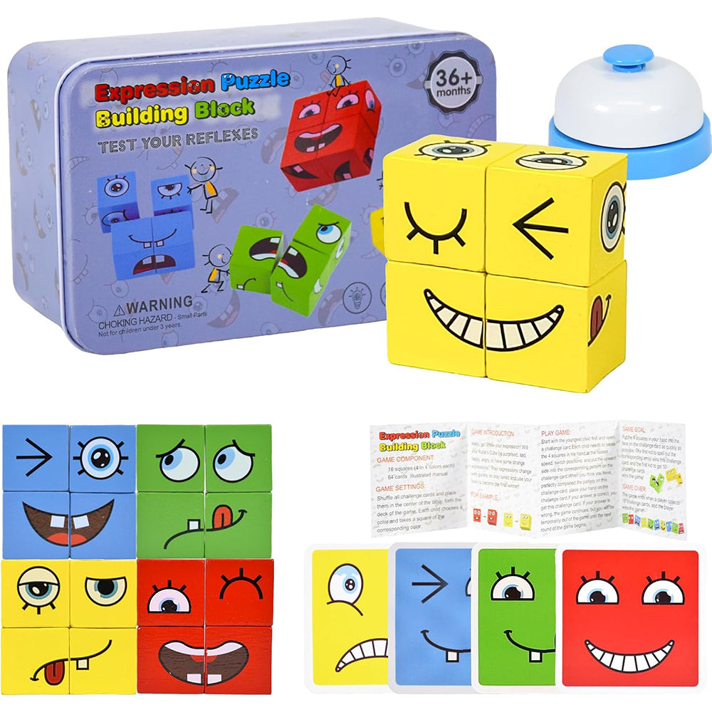 Wooden Block Expression Matching Puzzle Game & Bells Toys Lebanon