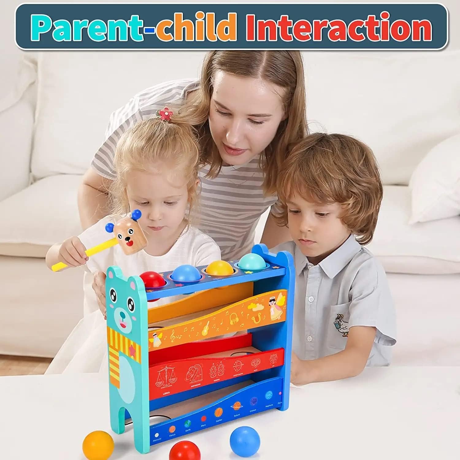 Baby Wooden Hammer Bench Toy With 4 Balls And A Hammer Lebanon