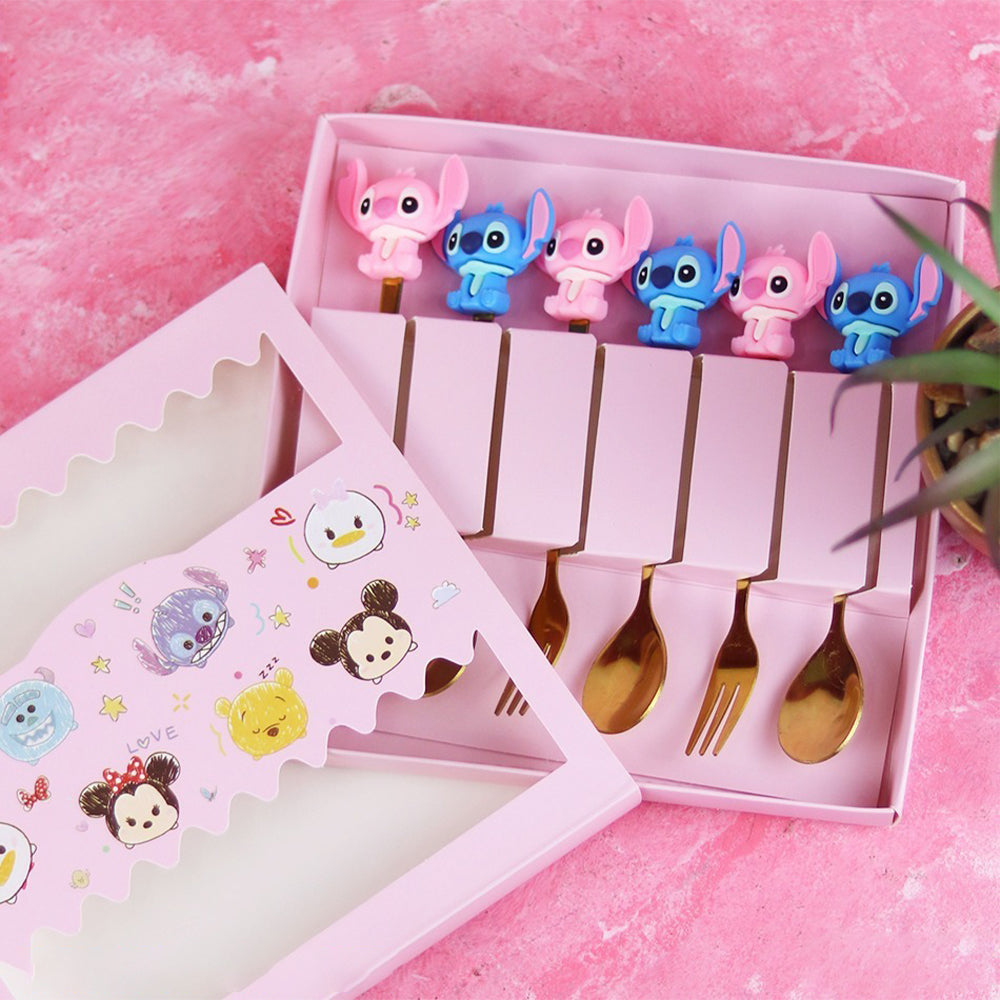 Silver Stitch Spoon And Fork Set 6 Pcs