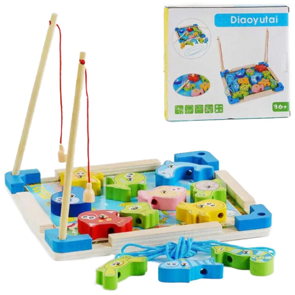 Wooden Toys 2 In1 Magnetic Fishing Game With Lacing Lebanon