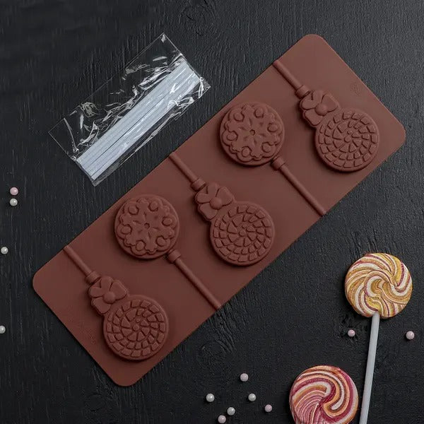 Munchies House 6-Cavity Lollipop Silicone Mold Love Shape 24x9.5cm