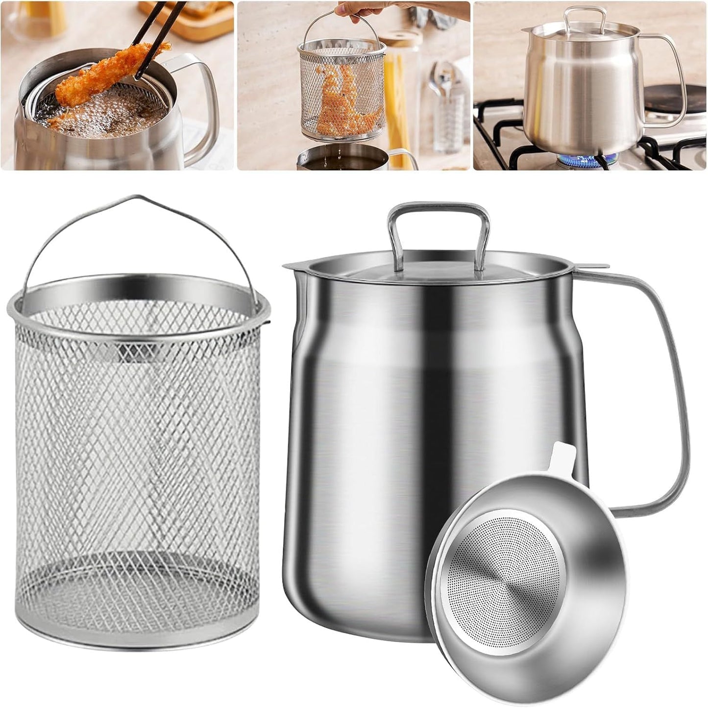 Stainless Steel Oil Pot - Large Size
