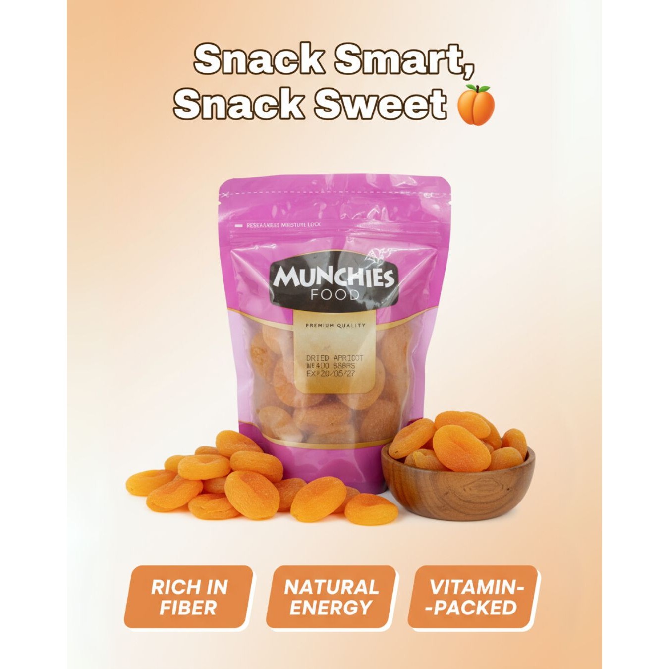 Dried Apricot - Munchies Food, Nutrient-rich, Snack