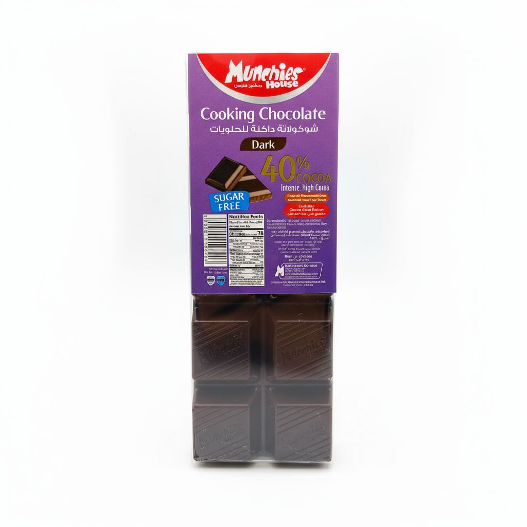 Munchies House Block Dark 40% No Added Sugar Baking Chocolate 225g