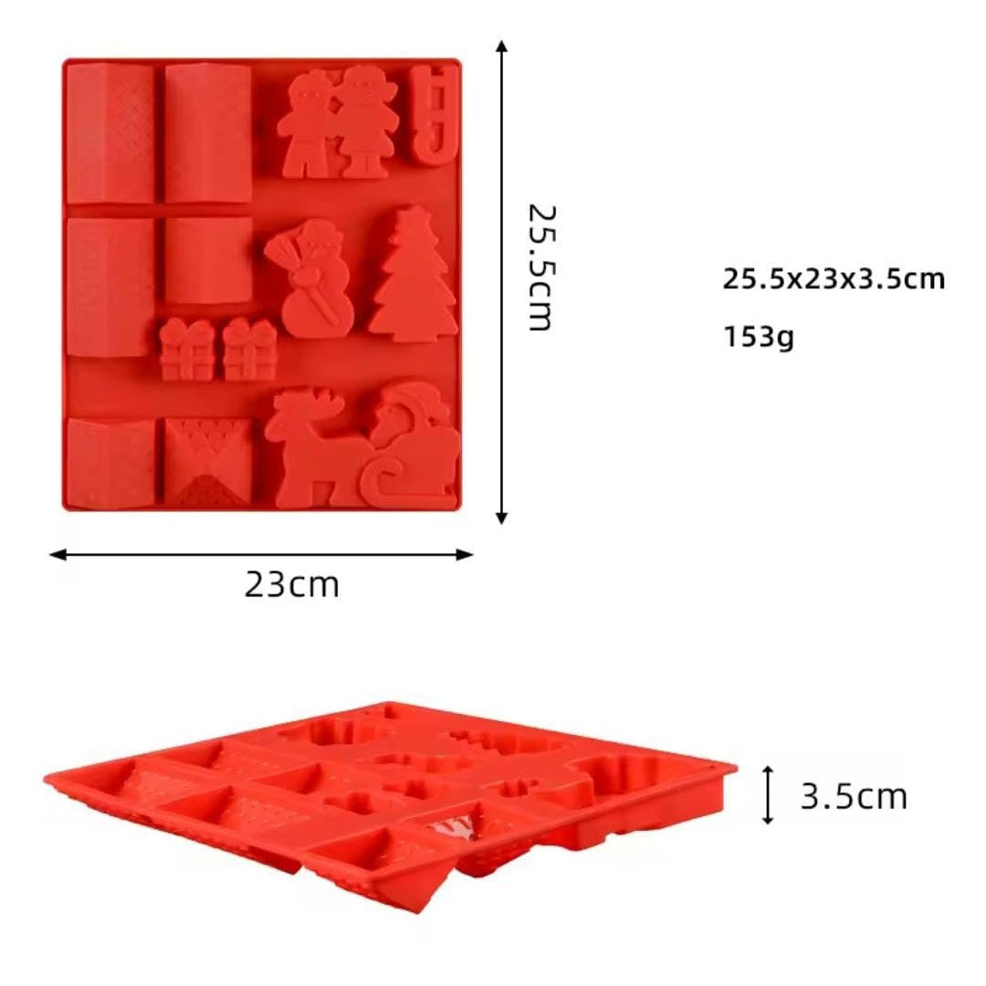 Munchies Tools Christmas Silicone Mold Snowman Santa 25.5x23x5cm Red