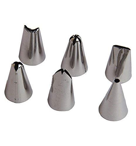 6 Stainless Steel Icing Bag Decoration Tips