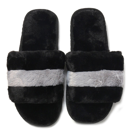 Women's Comfy Soft Plush Open-Toe Slide Slippers for Indoor Home Bedroom