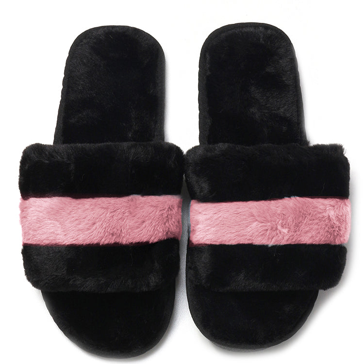 Women's Comfy Soft Plush Open-Toe Slide Slippers for Indoor Home Bedroom - Copy