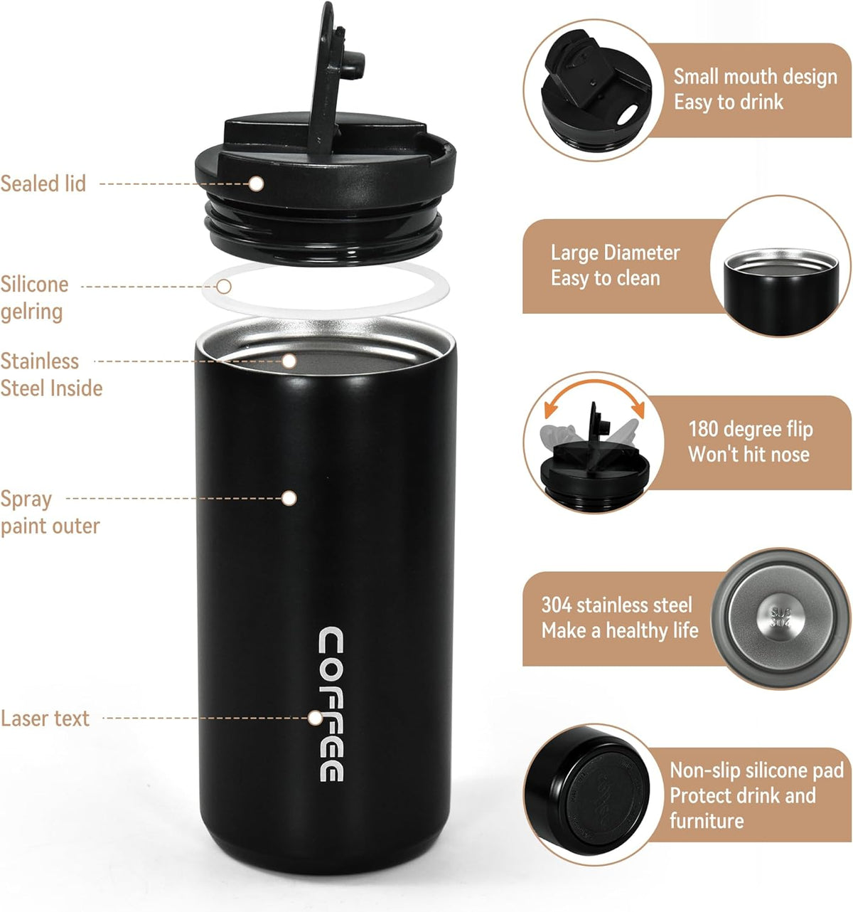 500ml Thermal Stainless Car Mug X1004