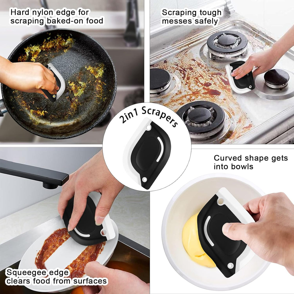 2pcs Silicone Pot & Dish Scraper X1013