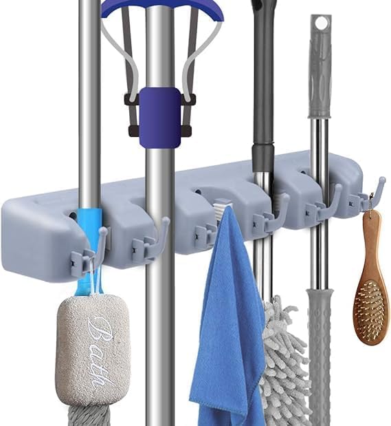 5 Hooks Broom Holder Wall Mount X1015