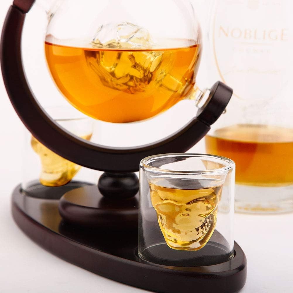 Elegant Skull Drink Set Wood Base X1029