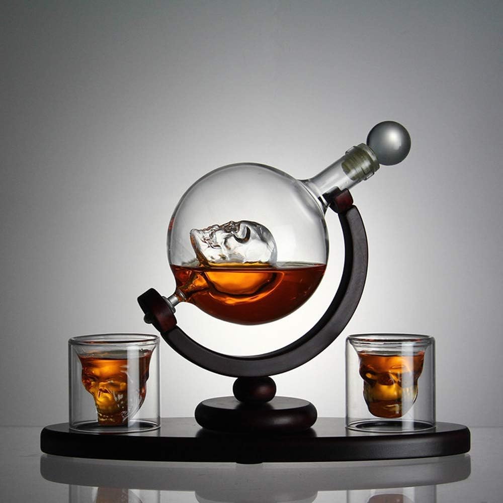 Elegant Skull Drink Set Wood Base X1029