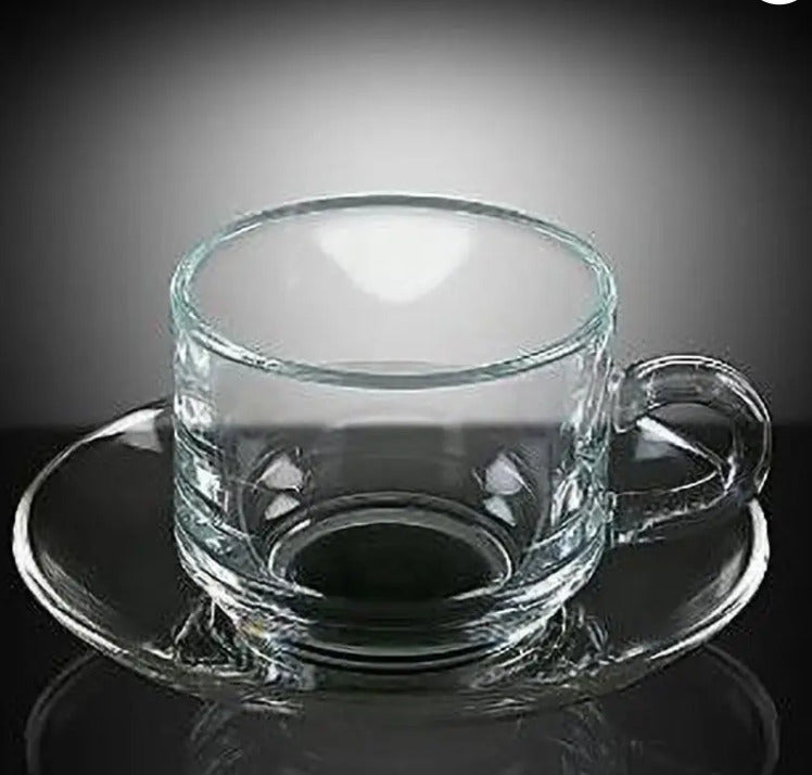6pcs Glass Coffee Cups and Sauccer X1044